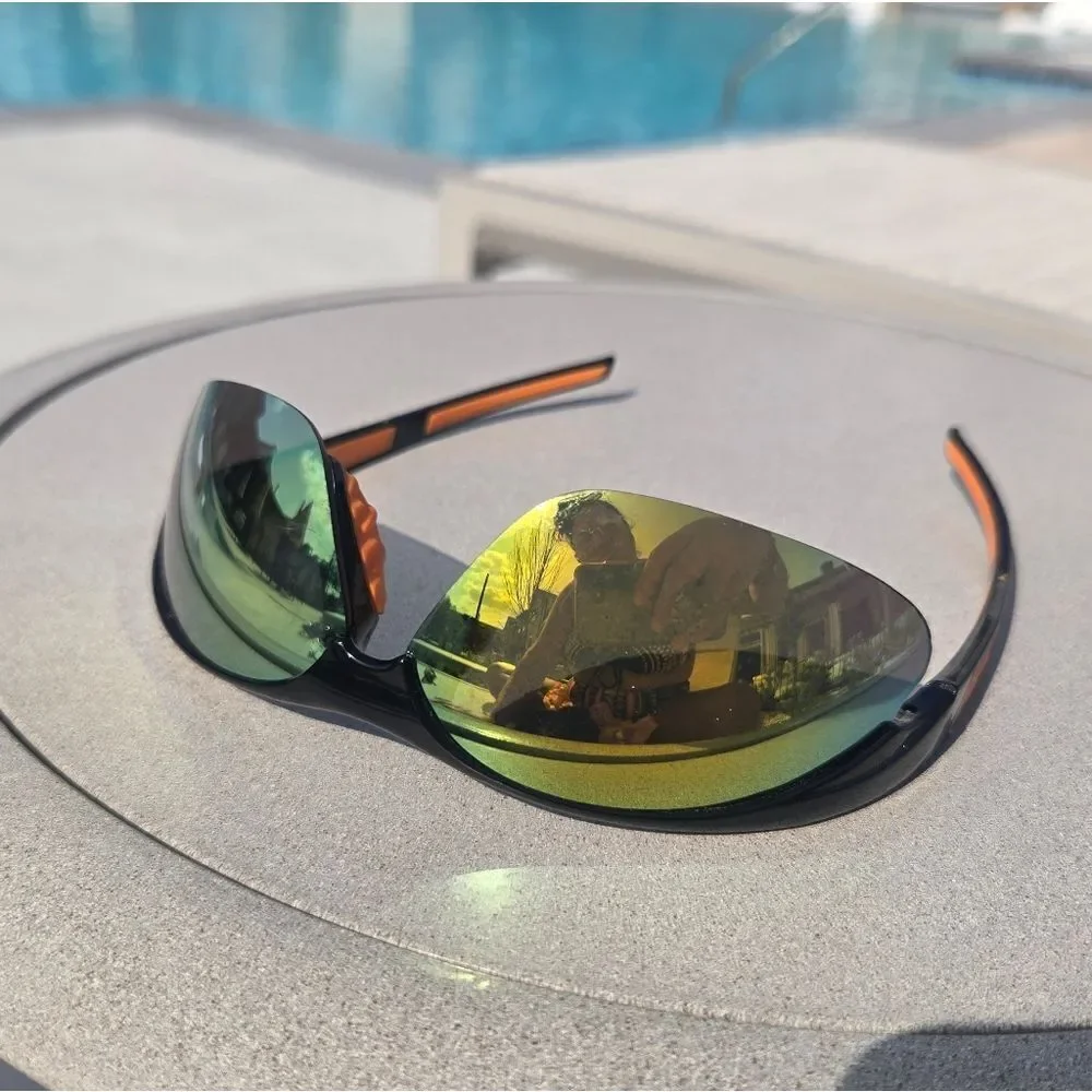 Men's Rounded Lightweight Mirrored Sunglasses Sports